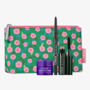 New in package!  Clinique Eye Makeup Kit with Floral Cosmetic Bag